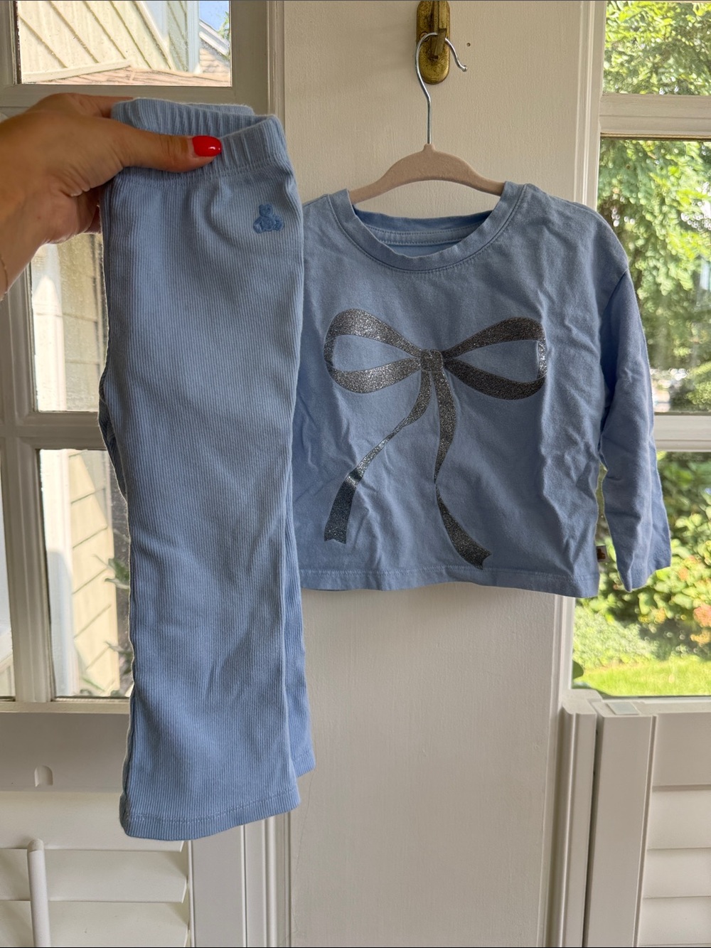 GAP Light Blue Toddler Matching Set with Sparkly Bow
